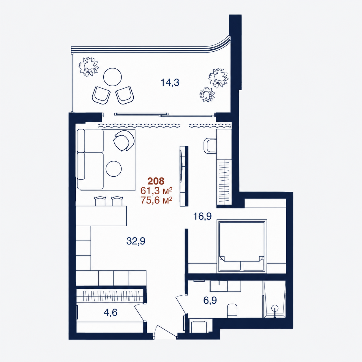 Планировка Benefit Sea Breeze 61,3 м²