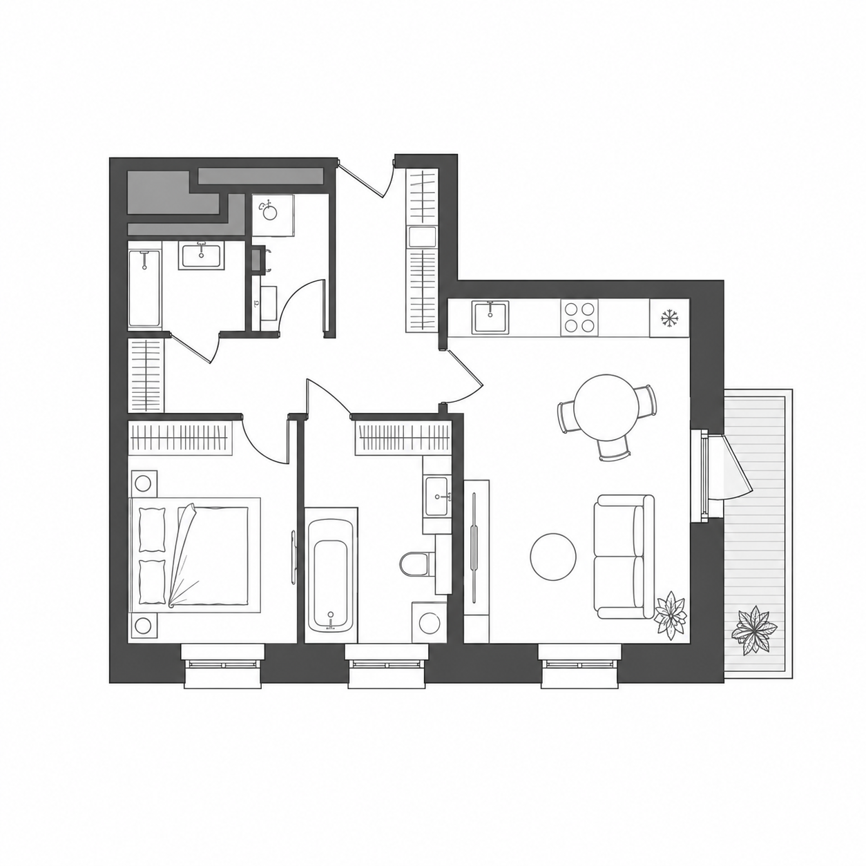 Планировка Кедры 65,71 м²