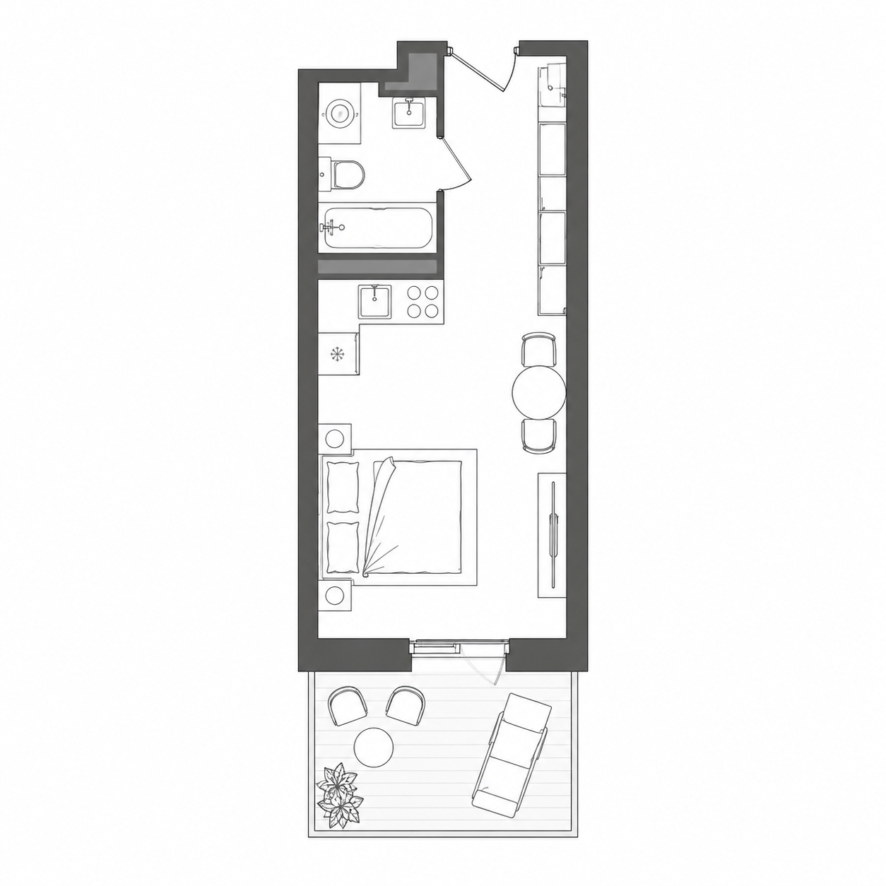 Планировка Кедры 37,47 м²