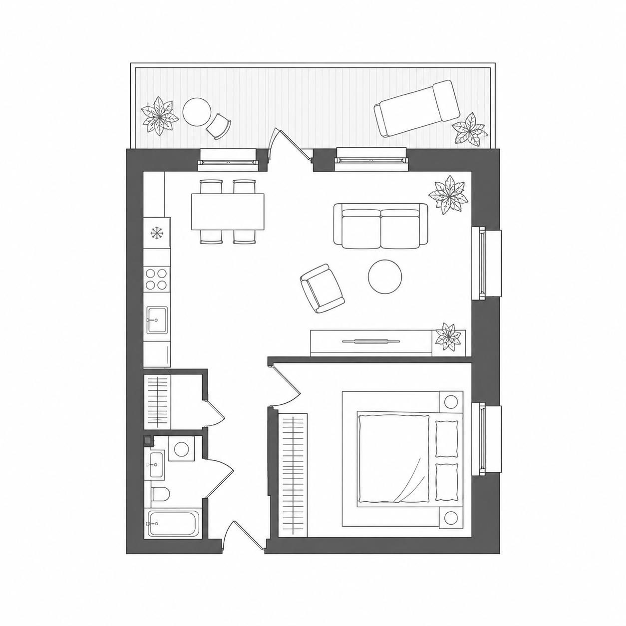 Планировка Кедры 59,34 м²