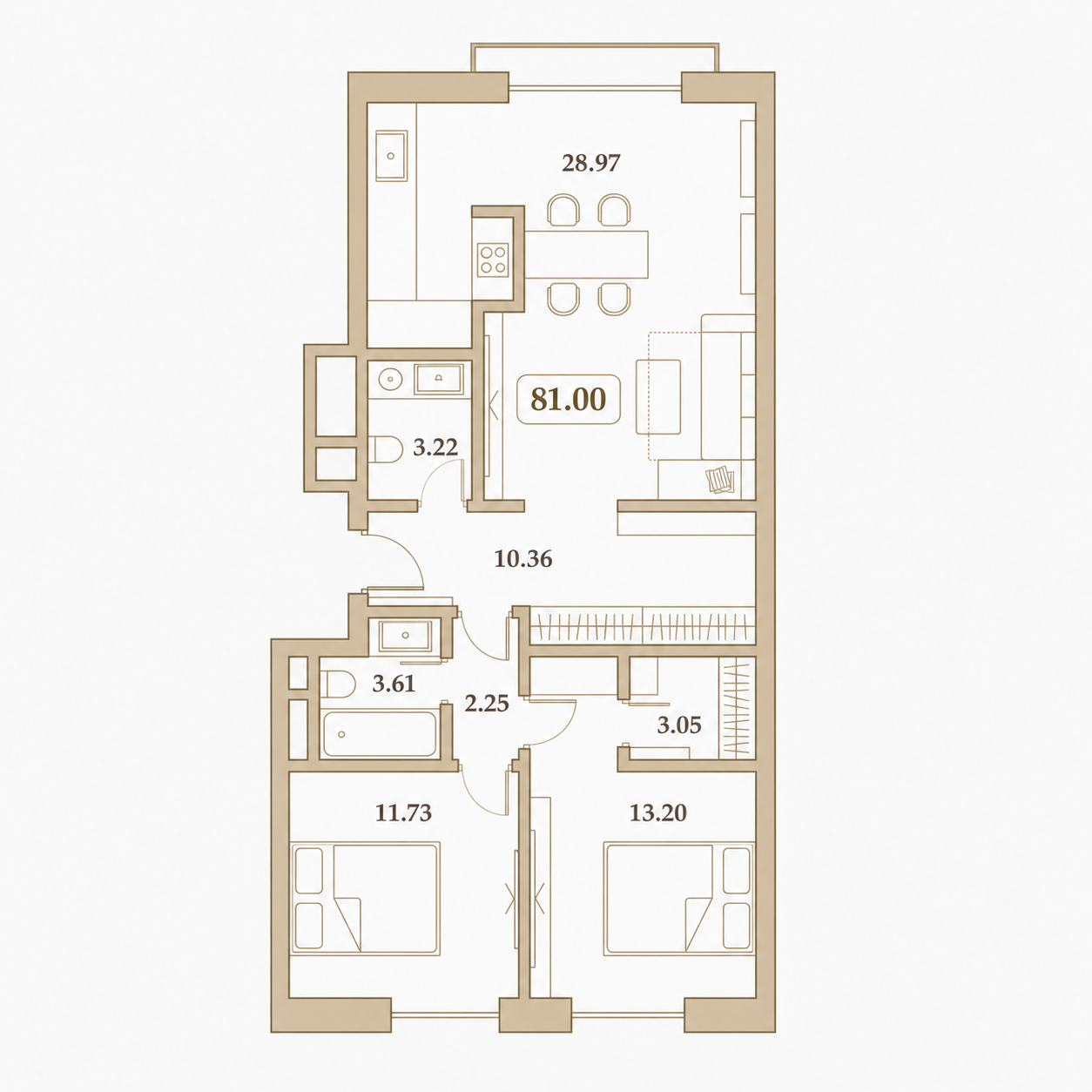 Планировка Граф Толстой 81 м²