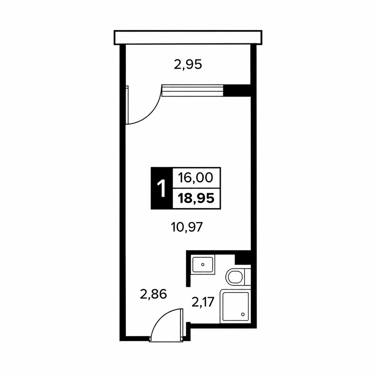 Планировка Лайнер 18,95 м²