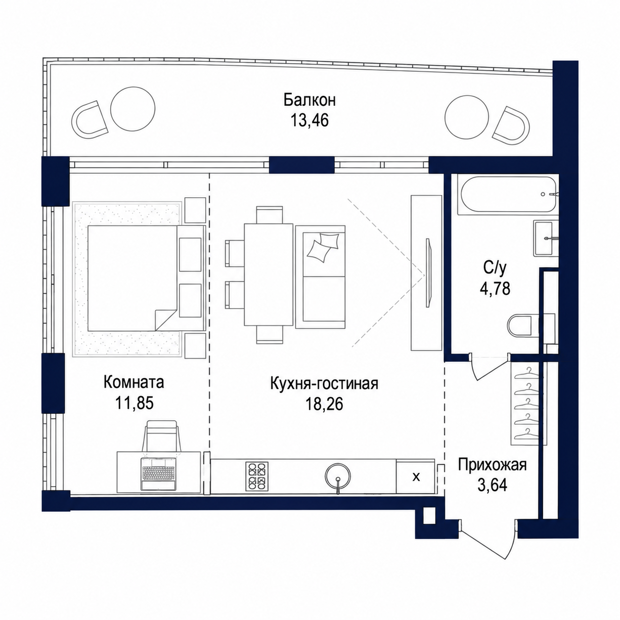 Планировка Майта 52 м²