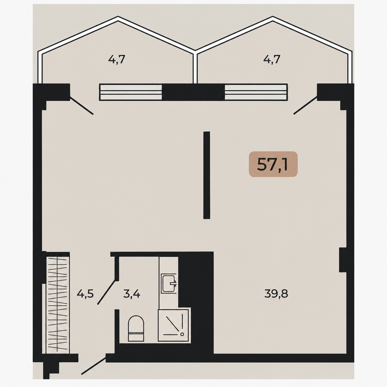 Планировка Мореоль 57,1 м²
