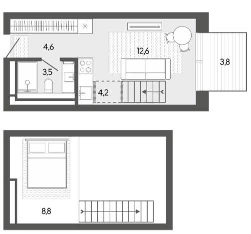 Планировка Карлуу 37,79 м²