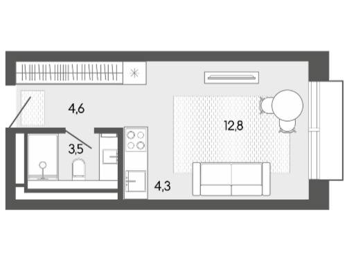 Планировка Карлуу 25,36 м²