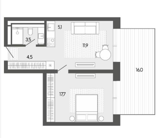 Планировка Карлуу 57,56 м²