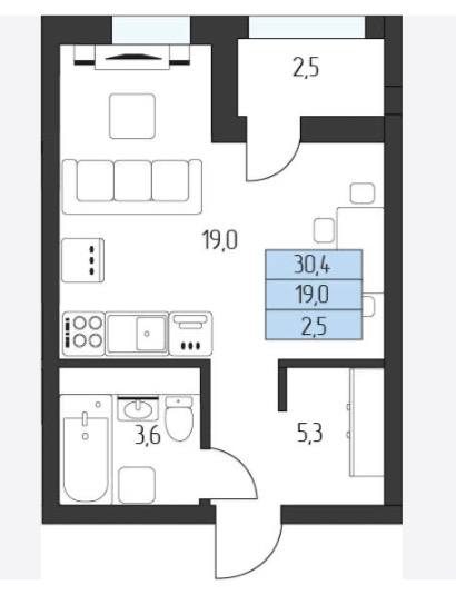 Планировка Горы Здесь 28,85 м²
