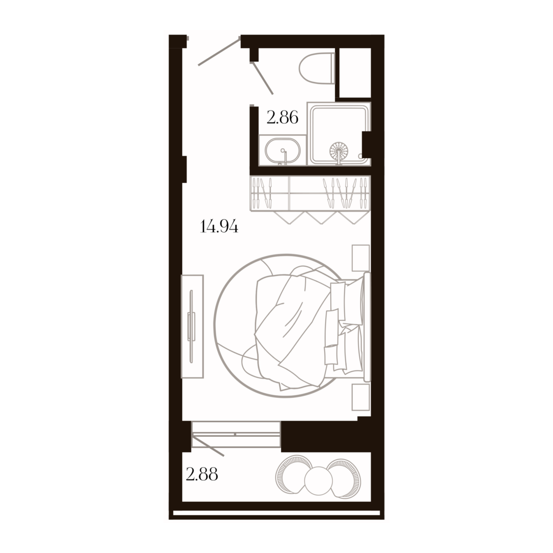 Планировка Бенуар 20.68 м²