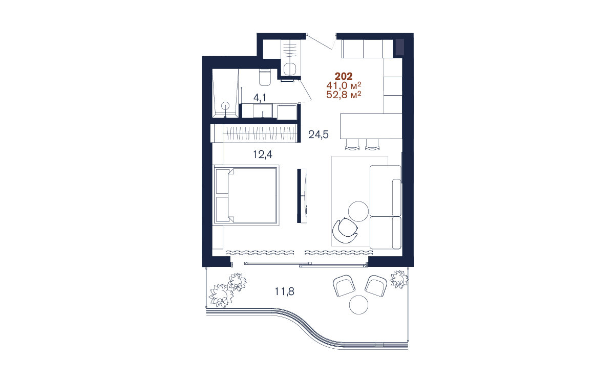 Планировка Benefit Sea Breeze 41 м²