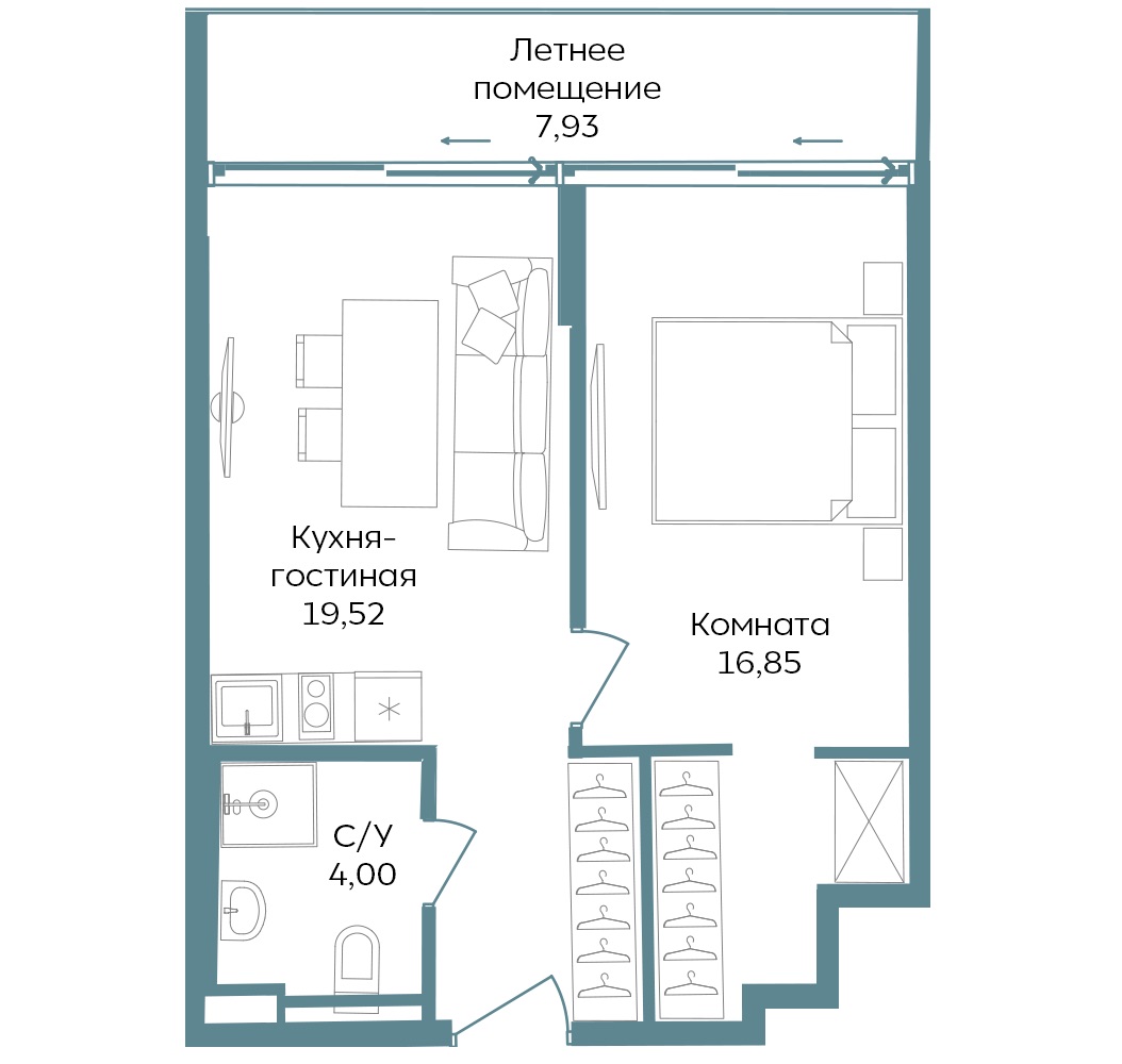 Планировка Темпо 48.3 м²